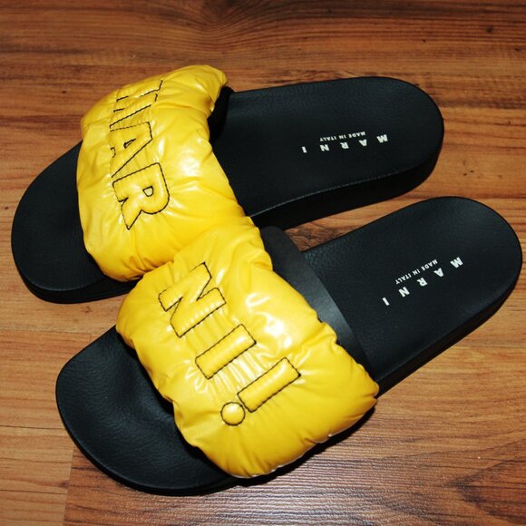 BNWT AW21 MARNI LOGO PUFFY POOL SLIDE SANDAL 40 - Picture 2 of 11